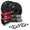 E-Line Drilled & Slotted Black Rotors w/5000 Oep Pads & Hardware Kit, 2013-2019 Kia/Hyundai/Genesis, Position: Front & Rear