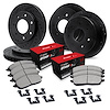 E-Line Drilled & Slotted Black Brake Rotor Set w/Optimum OE Pads & Hardware, 1997-2002 Ford/Lincoln/Mercury/Mazda - image 1