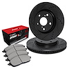 E-Line Drilled & Slotted Black Brake Rotor Set w/Optimum OE Pads, 2013-2014 Acura/Honda, Position: Front - image 1