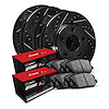 E-Line Drilled & Slotted Black Brake Rotor Set w/Optimum OE Pads, 2006-2014 Subaru, Position: Front & Rear - image 1