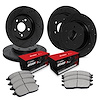 E-Line Drilled & Slotted Black Brake Rotor Set w/Optimum OE Pads, 1993-1993 Mopar, Position: Front & Rear - image 1