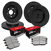 E-Line Drilled & Slotted Black Brake Rotor Set w/Optimum OE Pads, Fits Select Audi/Porsche/Volkswagen, Position: Front & Rear - image 1