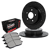 E-Line Drilled & Slotted Black Brake Rotor Set w/Performance Off-Road/Tow Pads, Fits Select Mopar, Position: Rear - image 1