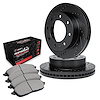 E-Line Drilled & Slotted Black Brake Rotor Set w/Performance Off-Road/Tow Pads, 2006-2011 GM, Position: Front - image 1