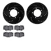 E-Line Drilled & Slotted Black Brake Rotor Set w/Performance Off-Road/Tow Pads, 2004-2008 Lexus/Toyota/Scion, Position: Front - image 1