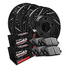 E-Line Drilled & Slotted Black Brake Rotor Set w/Performance Off-Road/Tow Pads, 1993-1998 Mopar, Position: Front & Rear - image 1