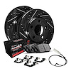 E-Line Drilled & Slotted Black Brake Rotor Set w/Performance Off-Road/Tow Pads, Sensor, & Hardware, 2013-2019 Mercedes-Benz - image 1