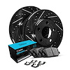E-Line Drilled & Slotted Black Brake Rotor w/Ceramic Pads & Hardware, 2009-2016 BMW, Position: Front