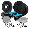 E-Line Drilled & Slotted Black Brake Rotor Set w/Ceramic Pads & Hardware, 1984-1985 Infiniti/Nissan, Position: Front & Rear - image 1