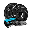 E-Line Drilled & Slotted Black Brake Rotor w/Ceramic Pads, 1982-1987 Ford/Lincoln/Mercury/Mazda, Position: Front - image 1