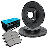 E-Line Drilled & Slotted Black Brake Rotor Set w/Ceramic Pads, 1986-1986 Infiniti/Nissan, Position: Front - image 1
