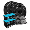 E-Line Drilled & Slotted Black Brake Rotor w/Ceramic Pads, 1990-1995 Mercedes-Benz, Position: Front & Rear - image 1