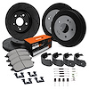 E-Line Drilled/Slotted Black Rotor & Drum Set w/Super-Duty Pads, Shoes, Hardware/Adjusters, 1993-1996 GM - image 1