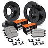 E-Line Drilled & Slotted Black Brake Rotor Set w/Super-Duty Pads & Hardware, 1999-2000 Ford/Lincoln/Mercury/Mazda - image 1