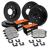 E-Line Black Drilled & Slotted Brake Rotors w/Super-Duty Pads & Hardware Kit, 1997-2002 Ford/Lincoln/Mercury/Mazda - image 1