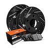 E-Line Drilled & Slotted Black Brake Rotor Set w/Super-Duty Pads, 2010-2011 Ford/Lincoln/Mercury/Mazda, Position: Rear - image 1