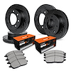 E-Line Drilled & Slotted Black Brake Rotor Set w/Super-Duty Pads, 1999-2000 Ford/Lincoln/Mercury/Mazda, Position: Front & Rear - image 1