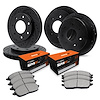 E-Line Drilled & Slotted Black Brake Rotor Set w/Super-Duty Pads, 1997-2002 Ford/Lincoln/Mercury/Mazda, Position: Front & Rear - image 1