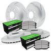 GEO-Carbon Slotted Brake Rotor Set w/Performance Sport Pads, 1998-1998 Mitsubishi, Position: Front & Rear - image 1