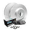 GEO-Carbon Slotted Brake Rotor Set w/Euro Ceramic Pads & Hardware, 2005-2011 Audi/Porsche/Volkswagen, Position: Rear - image 1