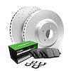 GEO-Carbon Drilled Brake Rotor Set w/Performance Sport Pads & Hardware, 1961-1991 Mercedes-Benz, Position: Rear