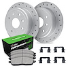 GEO-Carbon Drilled Brake Rotor Set w/Performance Sport Pads & Hardware, 1998-1998 Mitsubishi, Position: Front - image 1