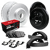 GEO-Carbon Drilled Brake Rotor & Drum Set w/Optimum OE Pads, Shoes, & Hardware, 1992-2000 GM, Position: Front & Rear - image 1