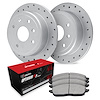 GEO-Carbon Drilled Brake Rotor Set w/Optimum OE Pads, 1998-1998 Mitsubishi, Position: Front - image 1