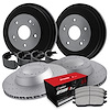 GEO-Carbon Drilled Brake Rotor & Drum Set w/Optimum OE Pads & Shoes, 2003-2004 Ford/Lincoln/Mercury/Mazda - image 1