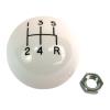 Classic style 5 speed shift knob white 3/8"-16 thread w/locknut