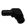 6020650B Metric M12 to 3/8 Inch Hose Barb 90-Degree Fitting w/ 1/8 Inch Venturi Port Anodized Matte Black - image 1