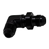 6020711B 8AN Male Flare to 8AN Male Flare Bulkhead Adapter 90-Degree (Incl Nut) Anodized Matte Black - image 1