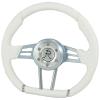 D-Shaped Steering Wheel White Leather Wrap - image 1