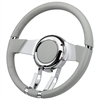 Waterfall Steering Wheel Light Gray Leather Wrap - image 1