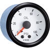 Cockpit White 100 PSI Mechanical Oil Pressure Gauge with Tubing Kit and US Thread Adapters - image 1