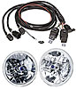 Tri-Bar 7" Round Headlight Kit Includes: Tri-Bar 7" Round Headlights - Center Dot: Blue
