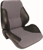 Rally Lo Back Recliner Left Black Vinyl Sides Grey Velour Insert - image 1
