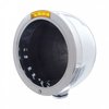 31701 Stainless Steel Bullet Half Moon Headlight No Bulb With LED Turn Signal - Amber Lens - image 2