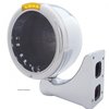 31716 Stainless Steel Classic Half Moon Headlight No Bulb With LED Turn Signal - Amber Lens - image 3