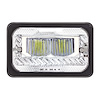 34132 ULTRALIT Heated 4 in. x 6 in. LED Headlight With Glass Lens & Aluminum Housing - High Beam - Chrome