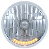 Crystal Round Headlight with Amber LED Bar 7"