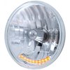 Crystal Round Headlight with Amber LED Bar 7" - image 2