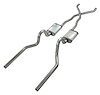 Crossmember Back X-Pipe Exhaust System with Turbo Pro Mufflers for 1967-1970 Mercury Cougar [2.500 in.] - image 1