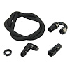 00-35040-B 8AN Pressure Relief Kit, 180-Degree to 90-Degree Bulk Head/3' Steel Braided Hose/Black Fittings