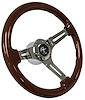 S6 Sport Steering Wheel Kit for 1968-1973 Ford/Mercury, 14 in. Diameter, Mahogany Wood Grip, with 6-Bolt Adapter and Horn Button - image 1