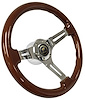 S6 Sport Steering Wheel Kit for 1968-1973 Ford/Mercury, 14 in. Diameter, Mahogany Wood Grip, with 6-Bolt Adapter and Horn Button - image 1