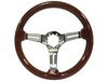 S6 Sport Steering Wheel Kit for 1964-1972 Ford/Mercury, 14 in. Diameter, Mahogany Wood Grip, with 6-Bolt Adapter and Horn Button - image 2