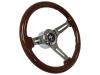 S6 Sport Steering Wheel Kit for 1964-1972 Ford/Mercury, 14 in. Diameter, Mahogany Wood Grip, with 6-Bolt Adapter and Horn Button - image 1