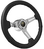 S6 Sport Steering Wheel Kit for 1968-1991 Ford/Mercury, 14 in. Diameter, Black Leather Grip, with 6-Bolt Adapter and Horn Button - image 1