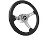 S6 Sport Steering Wheel Kit for 1964-1972 Ford/Mercury, 14 in. Diameter, Black Leather Grip, with 6-Bolt Adapter and Horn Button - image 1